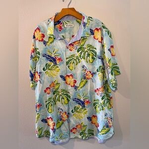 Tommy Bahama Light Blue Hawaiian Floral Button-Down Shirt
